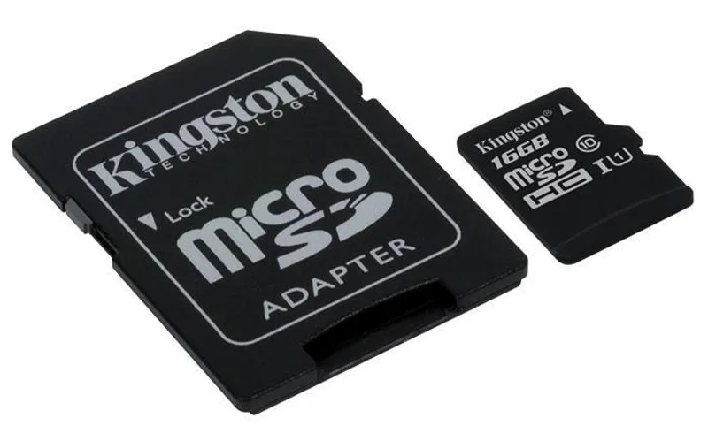 Termék főképe Paměťová karta Micro SD, 16GB, Class 10, s adaptérem, KINGSTON