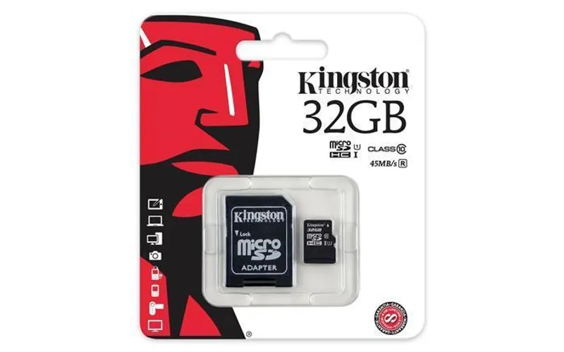 Termék főképe Paměťová karta Micro SD, 32GB, Class 10, s adaptérem, KINGSTON