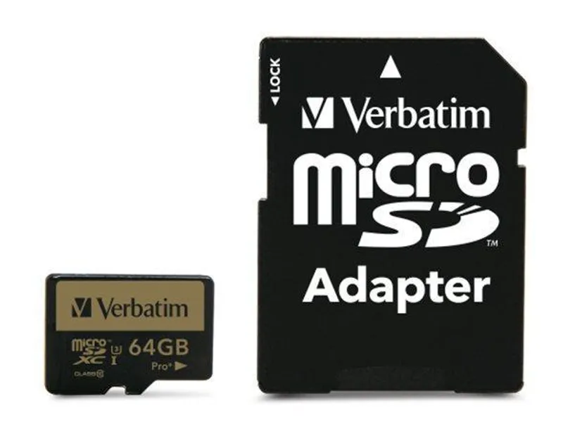Termék főképe Paměťová karta, microSDHC, 64GB, Class 10 UHS I, s adaptérem, VERBATIM "PRO+"