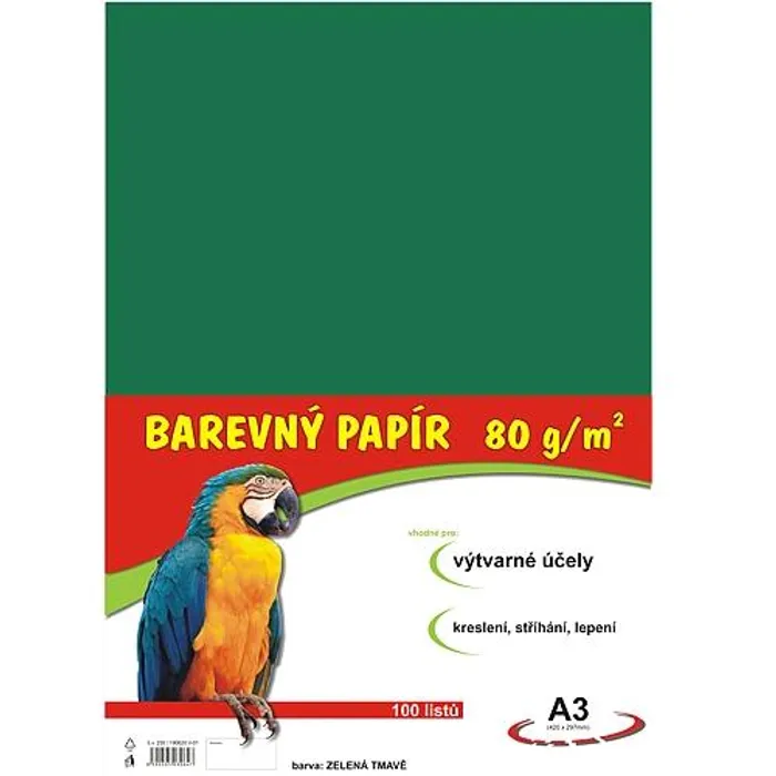 Termék főképe papír pro výtvarnou výchovu A3/100/80g tmavě zelený