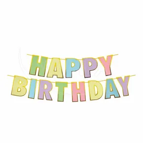 Papír felirat szett "HAPPY BIRTHDAY" 16 x 20 cm betűk + 5m szalag [1 szett]