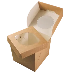 ECO papírdoboz muffinokhoz 100x100x100 mm barna ablakkal [25 db]