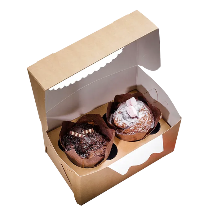Termék főképe Papírová krabička EKO na muffiny 100x160x100 mm hnědá s okénkem [25 ks]