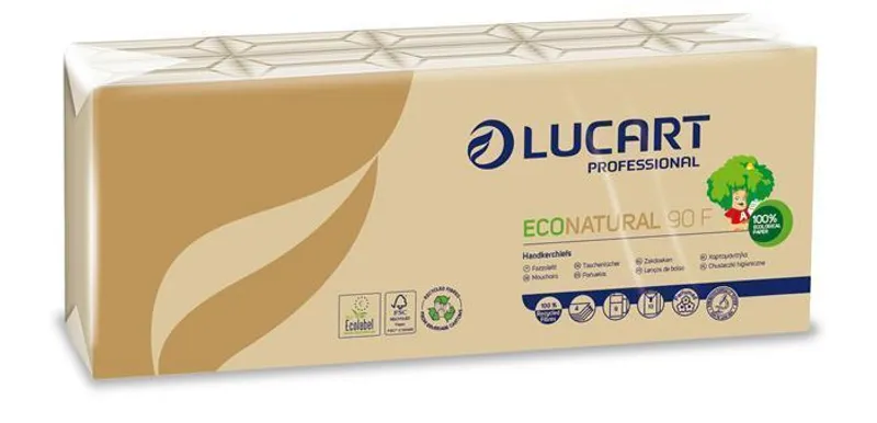 Termék főképe Papírové kapesníky "EcoNatural", přírodní hnědá, 4-vrstvé, 10x9 ks, LUCART