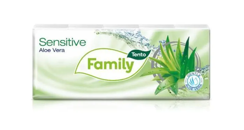 Termék főképe Papírové kapesníky "Sensitive", aloe vera, 3 vrstvé, 10x10 ks, TENTO