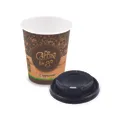 Papírpohár "Coffee to go" átmérő 80mm 280ml `M: 0,2L/8oz` + tető fekete [10 szett]