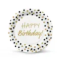 Papírtányér (FSC Mix) Birthday Confetti - gold-black O23cm [8 db]