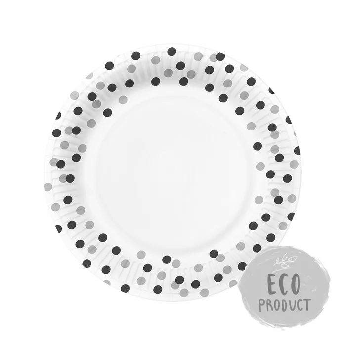 Termék főképe Papírový talíř PAW Eco 23 cm Confetti - black / silver