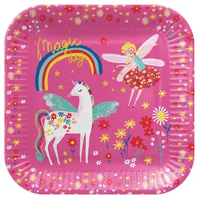 Papírtányér PAW Eco négyzet 23 cm Fairy Unicorn [8 db]