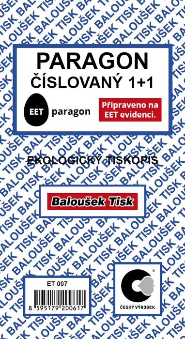 Termék főképe Paragon číslovaný EET ET007