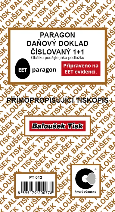 Termék főképe Paragon daňový doklad propisující číslovaný PT012