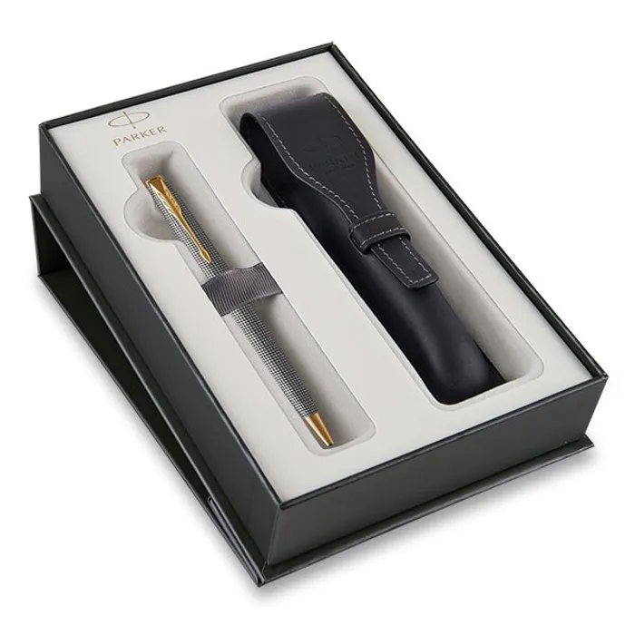 Termék főképe Parker Sonnet Deluxe Silver Chiselled GT kuličková tužka, dárková sada s pouzdrem