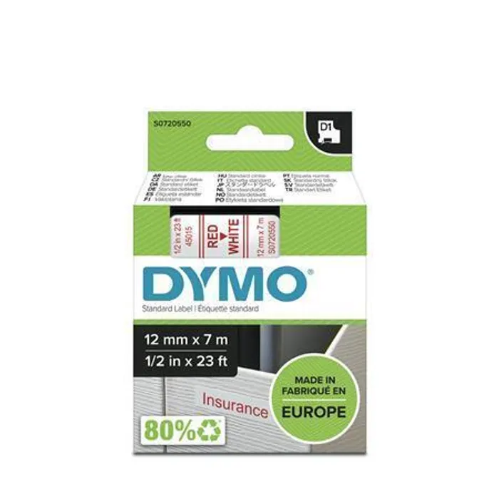 Termék főképe Páska, 12 mm x 7 m, DYMO "D1", bílá-červená