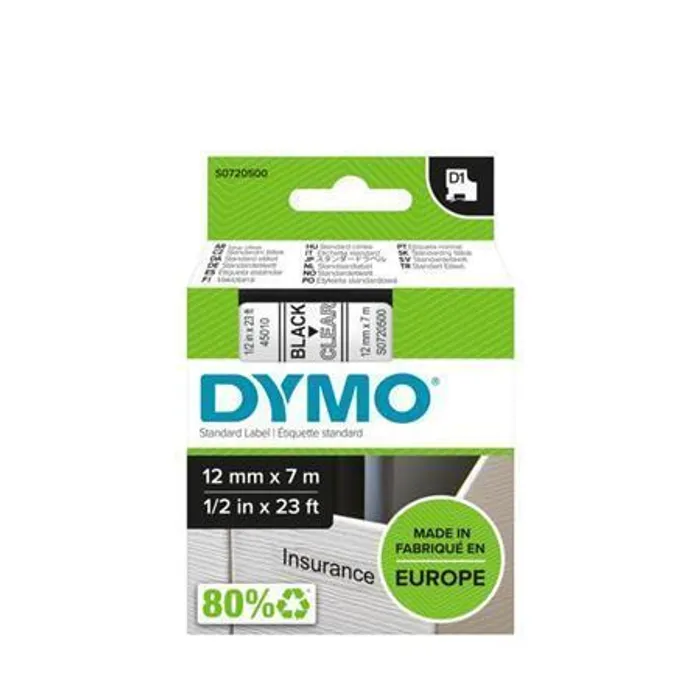 Termék főképe Páska, 12 mm x 7 m, DYMO "D1", průhledná-černá