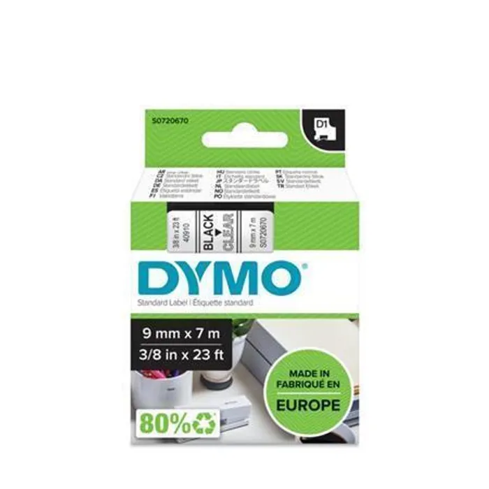 Termék főképe Páska, 9 mm x 7 m, DYMO "D1", průhledná-černá