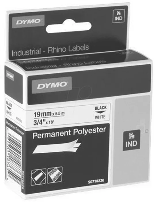 Termék főképe Páska, polyester, 19 mm x 5,5m, DYMO "ID1", bílá-černá