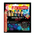 Zsírkréta, vízvonal és viasz toll egyben STABILO woody 3 az 1-ben ARTY 6 db-os készlet élezővel