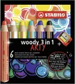 Zsírkréta, vízvonal és viasz toll egyben STABILO woody 3 az 1-ben ARTY 6 db-os készlet élezővel
