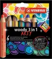 Zsírkréta, vízvonal és viasz toll egyben STABILO woody 3 az 1-ben ARTY 6 db-os készlet élezővel