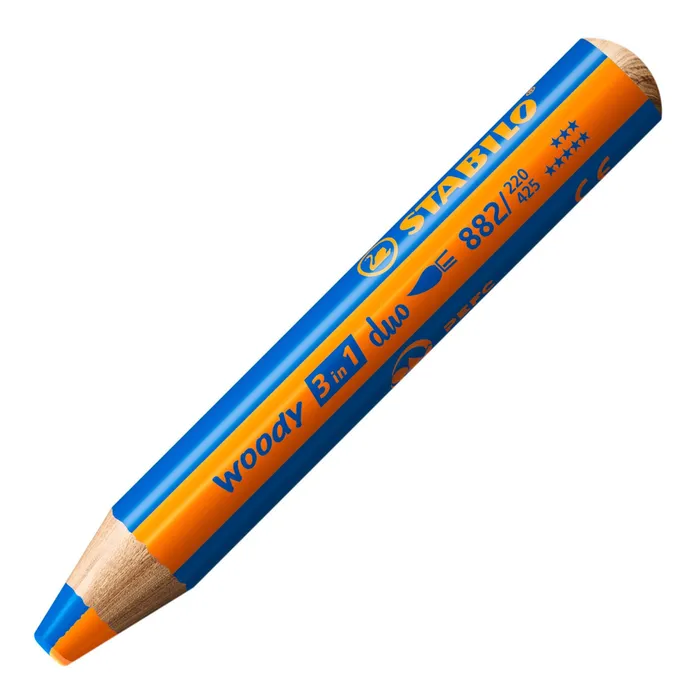 Termék főképe Pastelka, vodovka & voskovka v jednom STABILO woody 3 in 1 duo - oranžová/středně modrá