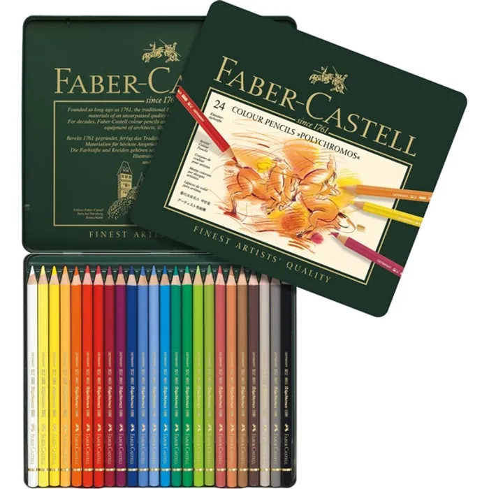 Termék főképe Pastelky Faber-Castell 110024 Polychromos plechová krabička, 24 barev