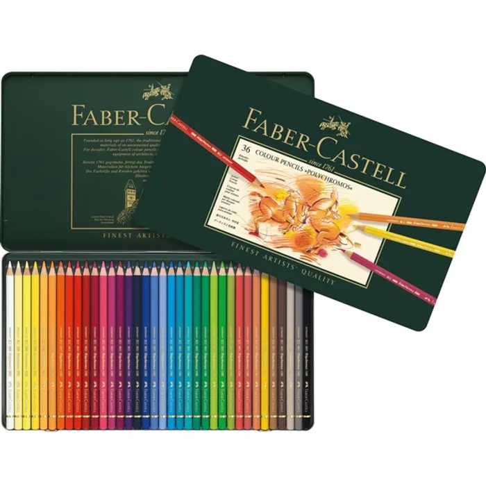 Termék főképe Pastelky Faber-Castell 110036 Polychromos plechová krabička, 36 barev