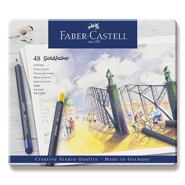 Termék főképe Pastelky Faber-Castell 114748 Goldfaber plechová krabička, 48 barev