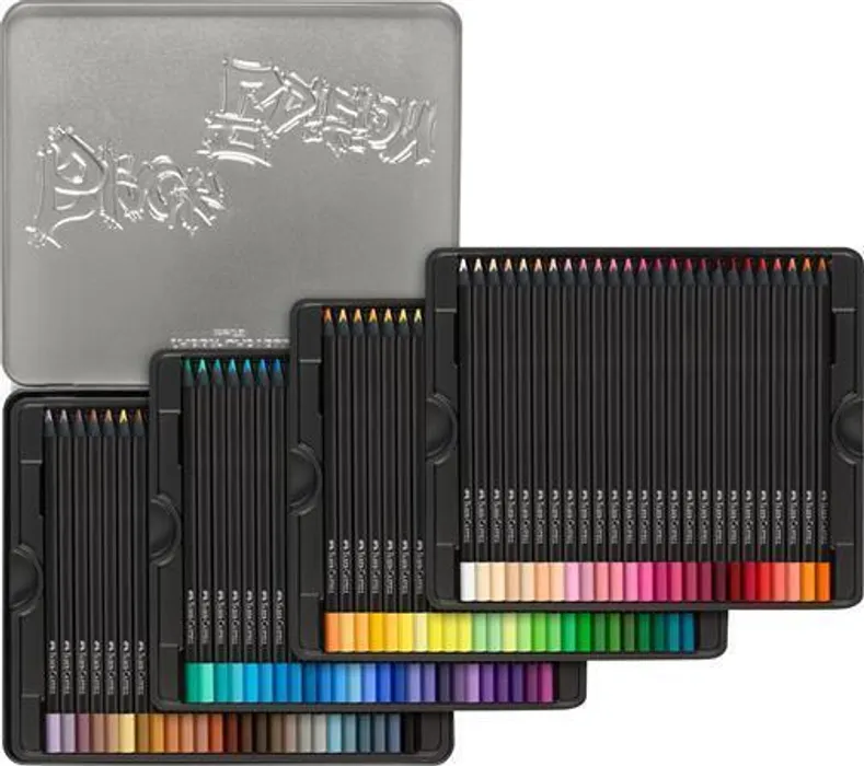 Termék főképe Pastelky Faber-Castell 116490 Black Edition 100 barev, plechová krabička