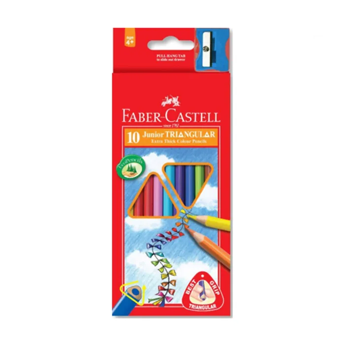 Termék főképe Pastelky Faber-Castell 116510 Junior Triangular 10 barev + ořezávátko