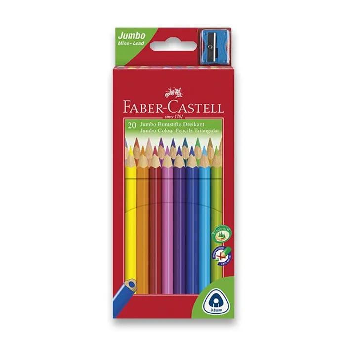 Termék főképe Pastelky Faber-Castell 116520 Junior Triangular 20 barev + ořezávátko