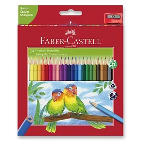Faber-Castell 120524 háromszög alakú zsírkréta 24 színben + hegyező