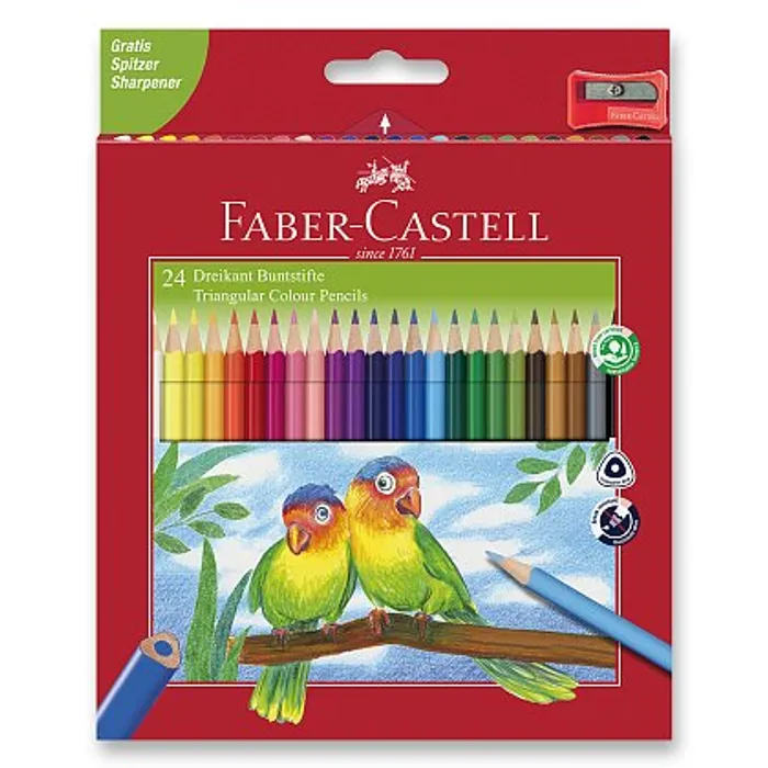 Termék főképe Pastelky Faber-Castell 120524 trojhranné 24 barev + ořezávátko