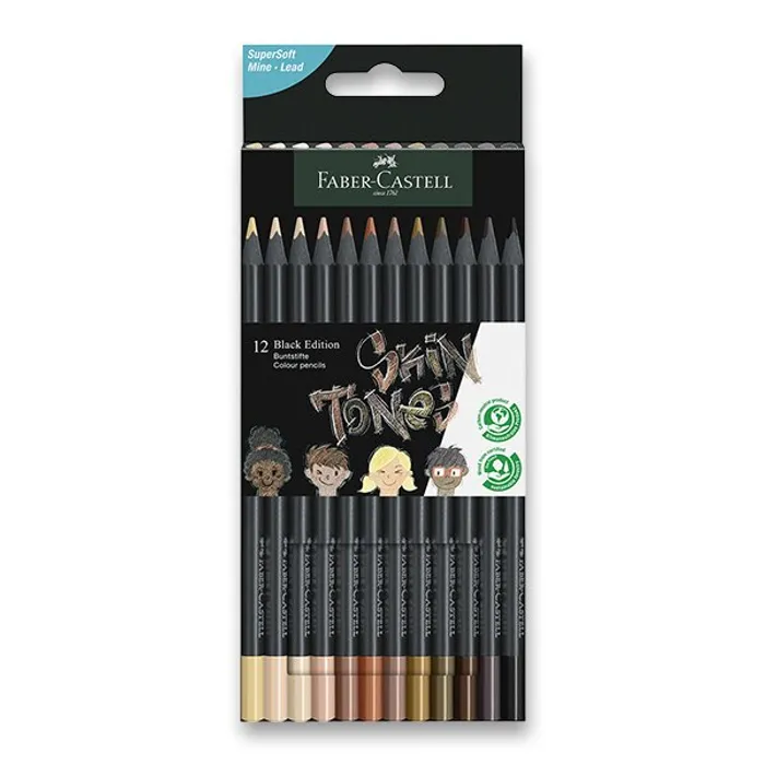 Termék főképe Pastelky Faber-Castell Black Edition tělové barvy, 12 barev