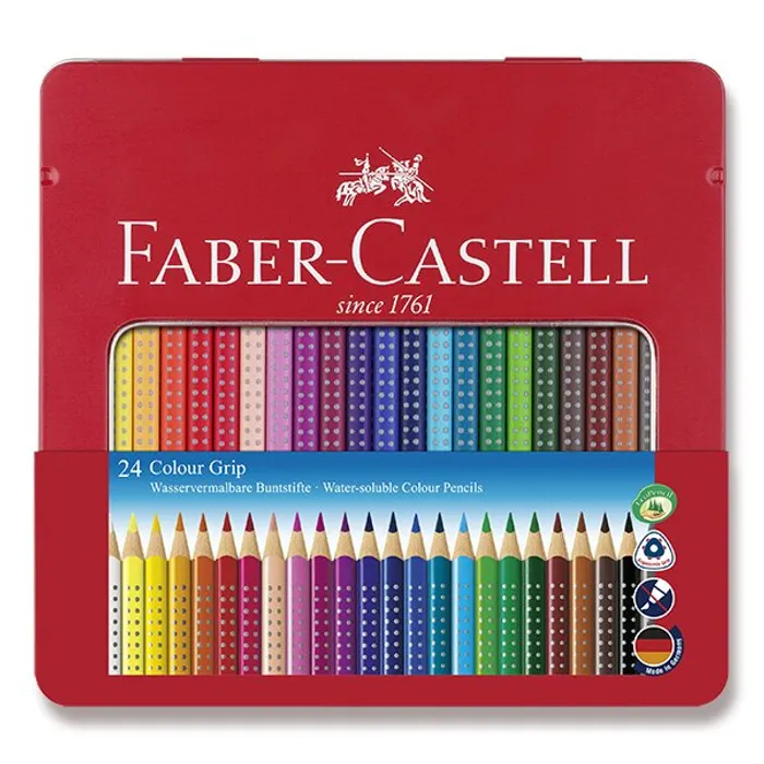 Termék főképe Pastelky Faber-Castell Grip 2001 plechová krabička, 24 barev