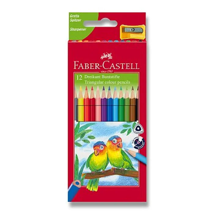 Termék főképe Pastelky Faber-Castell trojhranné 12 barev + ořezávátko