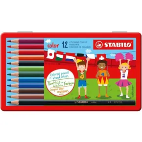 Pastelky STABILO color,sada 12 ks v kovovém pouzdru