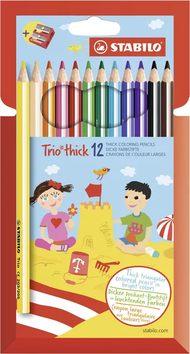 Termék főképe Pastelky trojhranné STABILO Trio silná - 12 ks sada s ořezávátkem