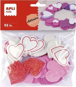 Hablap, öntapadós, csillámos, szív alakú, vegyes színekben, APLI Eva Sheets