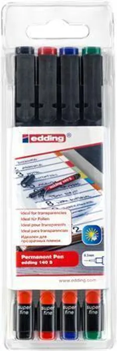 Termék főképe Permanentní popisovač "140 S", 4 barvy, OHP, 0,3mm, EDDING