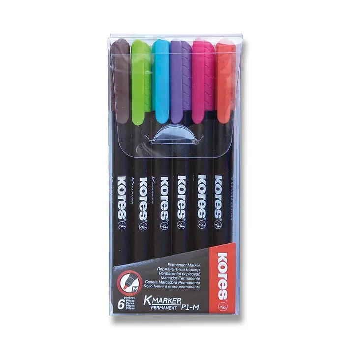 Termék főképe Permanentní popisovač Kores K-Marker sada 6 barev, tenký hrot M