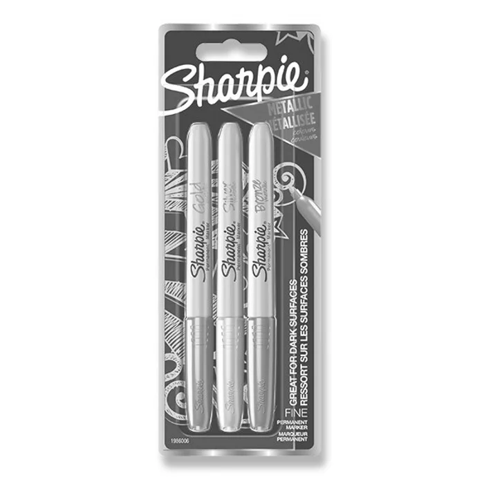 Termék főképe Permanentní popisovač Sharpie Metallic Clip Strip sada 3 ks, 12 blistrů, metalické barvy