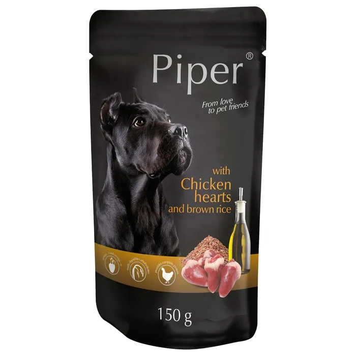 Termék főképe PIPER s kuřecími srdíčky a hnědou rýží, kapsička pro psy 150 g