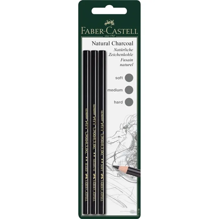 Termék főképe Pitt Monochrome přírodní uhel S,M,H, BL 3ks Faber Castell 117498