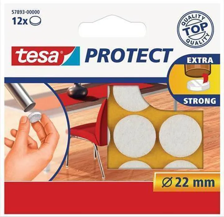 Termék főképe Plstěné samolepicí podložky "Protect 57893", bílá, 22 mm, TESA