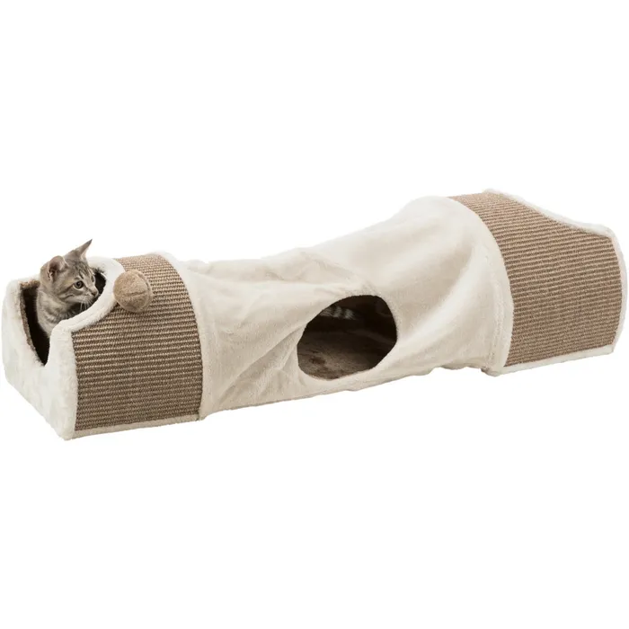 Termék főképe Plyšový škrábací tunel pro kočky 110x30x38 cm -sv.šedý/hnědý