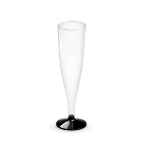 Műanyag pezsgős pohár (PS) két darabos fekete talppal átmérő 60mm 0,1L [20 db]