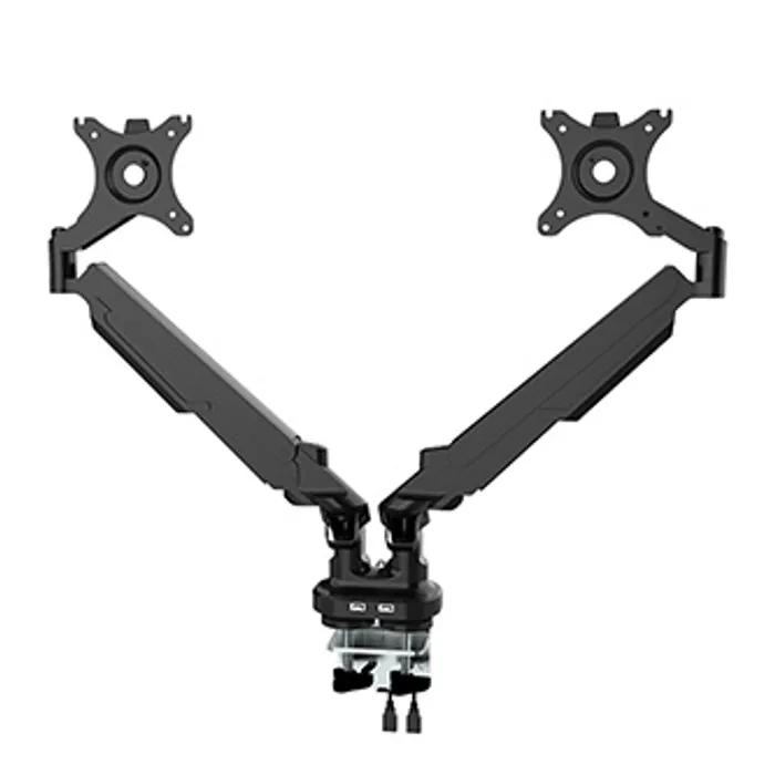 Termék főképe Polohovatelný držák pro 2 monitory, 2-9KG, svorka a průchodka stolu, 17"-32", U