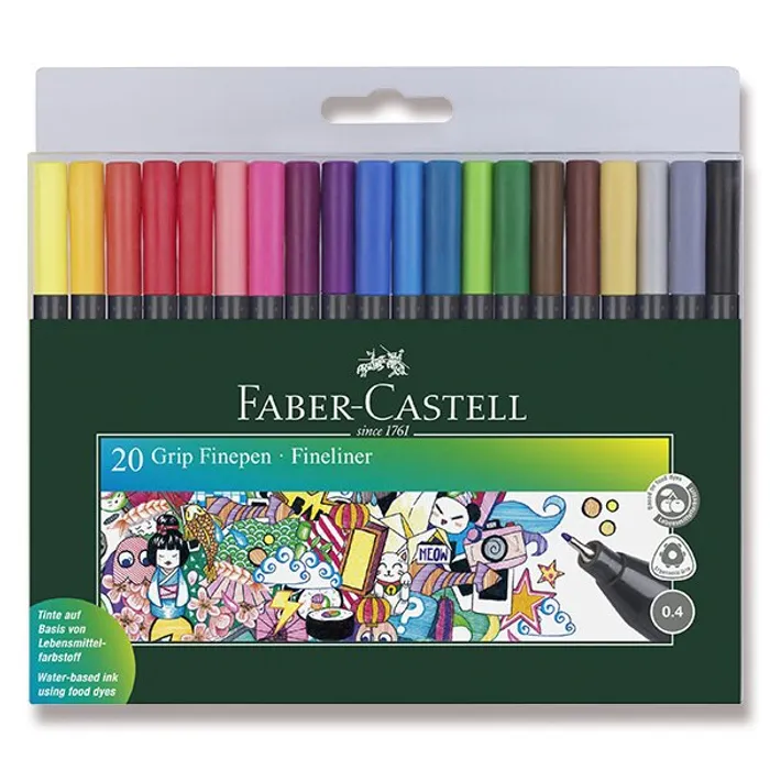 Termék főképe Popisovač Faber-Castell 151620 Grip 20 ks, 0.4 mm