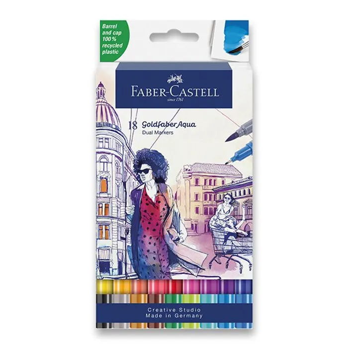 Termék főképe Popisovač Faber-Castell 164618 Goldfaber Aqua Dual Marker sada, 18 barev