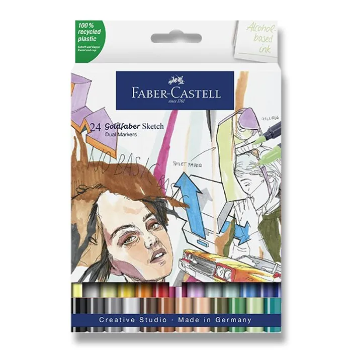 Termék főképe Popisovač Faber-Castell 164724 Goldfaber Sketch Dual Marker sada, 24 barev